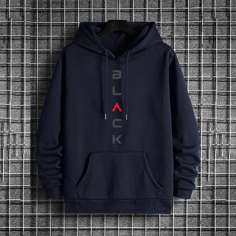 Black Letter Print Hoodies for Man Autumn Winter Hot Sale High Quality Hooded Sweatshirt Home Outdoor Casual Sport Warm Pullover — image 15