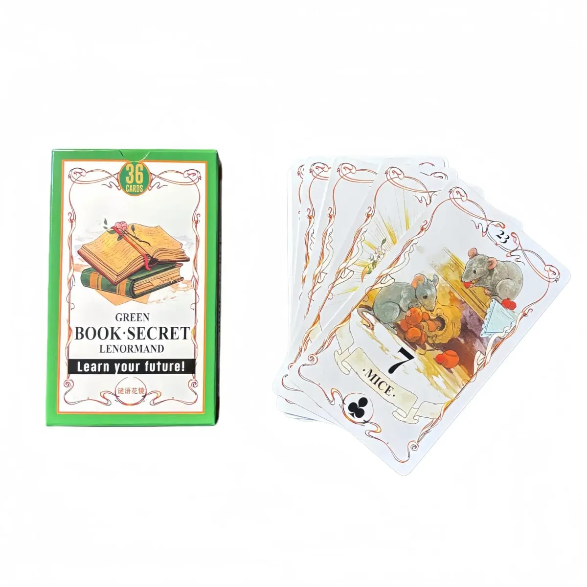 Green Book Secret Lenormand Oracle Cards 36PCs English Version Old Style Lenormand Oracle Card Divination Board Game