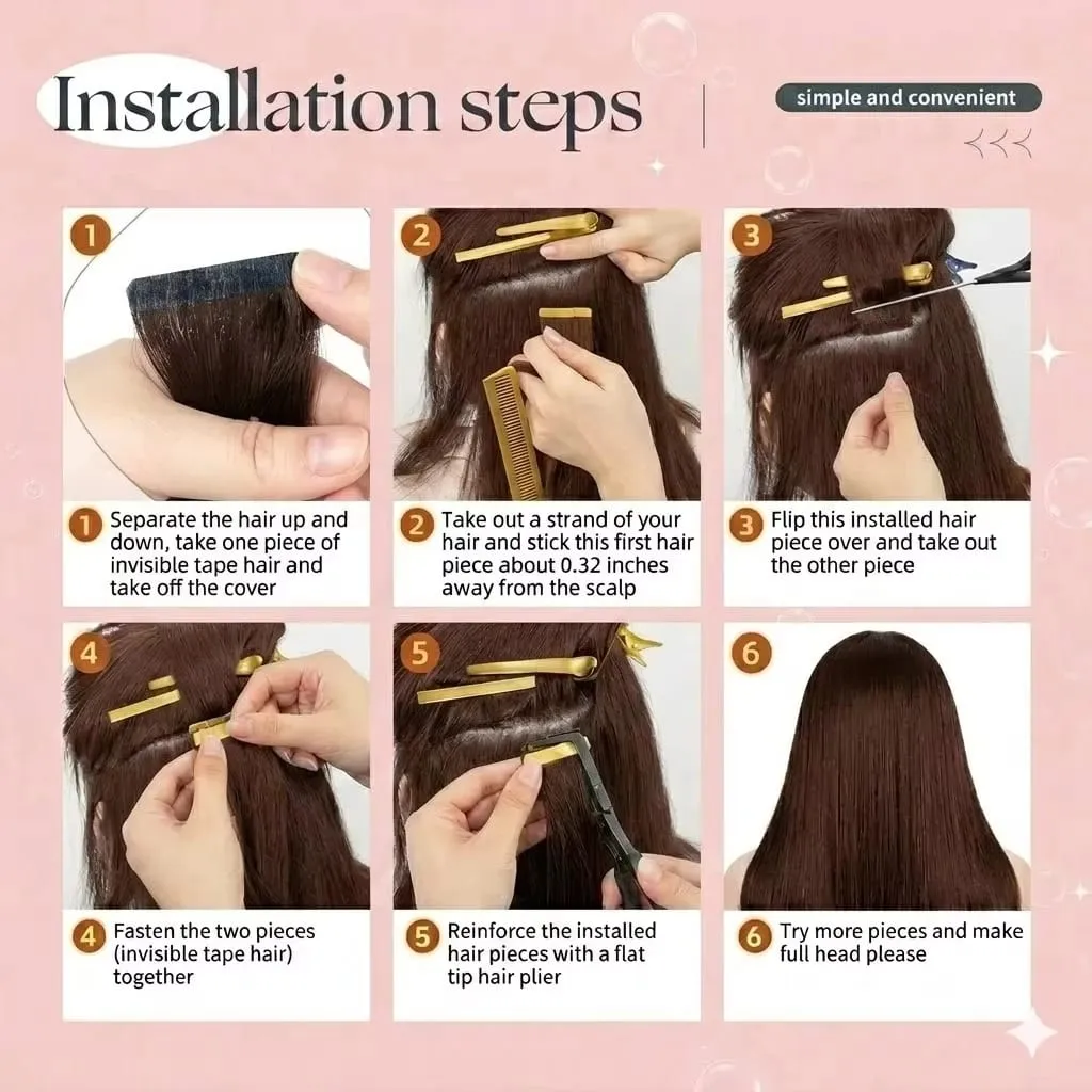 16A Tape In Hair Extension 100% Human Hair Straight Brown 4A# Seamless Invisible Tape In Human Hair Extensions 63 Pcs-150g 16 18 20 22 Inch Colored Remy