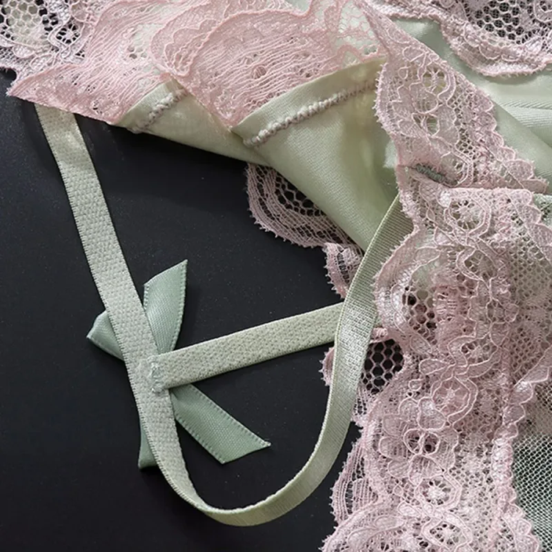 Men Triangle Panties Lace Trim Butterfly Knot Flower Pattern Thin Super Comfortable U Bulge Pouch Breathable Transparent Underwe