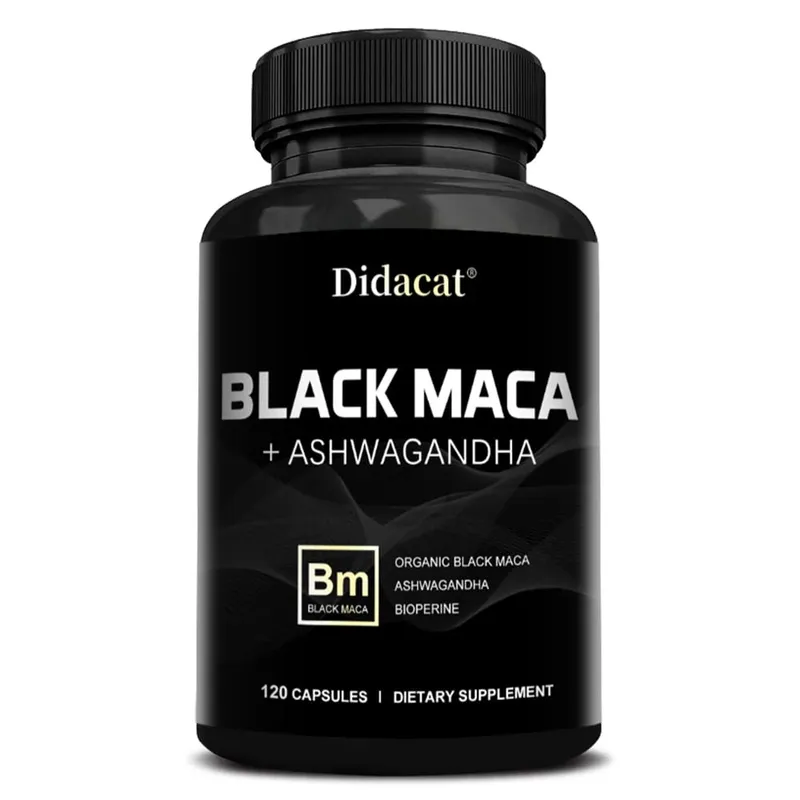 Organic Black Maca + Ashwagandha - High-concentration Black Maca Capsules for Men Supporting Strength Endurance and Vitality