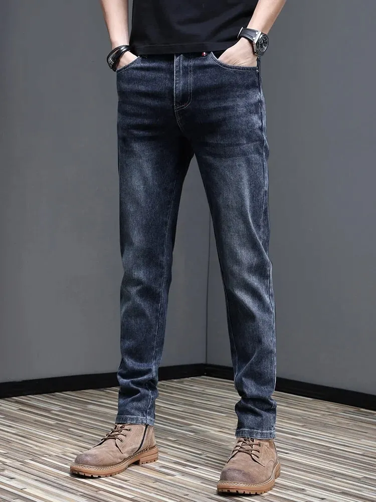 Men's New Stylish Embroidered Back Pocket Slim Fit Stretchy Jeans European Style Versatile Long Trousers — image 7