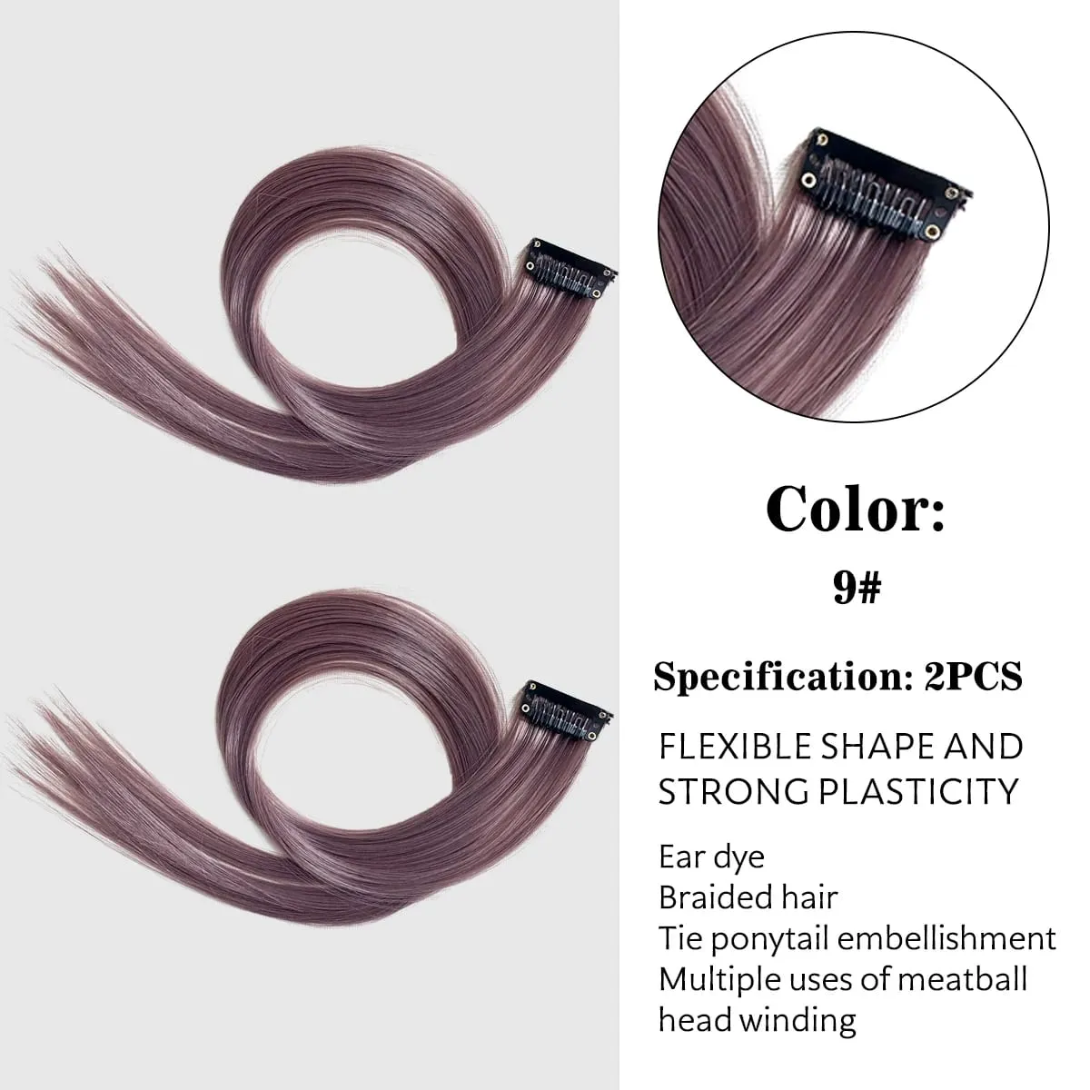Synthetic Colored Clip In Hair Extensions Straight Highlight Hair Streaks Rainbow Hanging Hair Pieces Hairpiece For Women Party — image 13