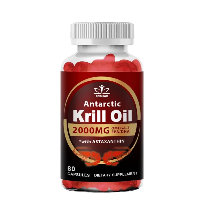 2000 mg d'huile de krill phospholipides oméga-3 EPA et DHA phospholipides et astaxanthine pour le régime de soutien immunitaire et cardiaque des articulations cérébrales