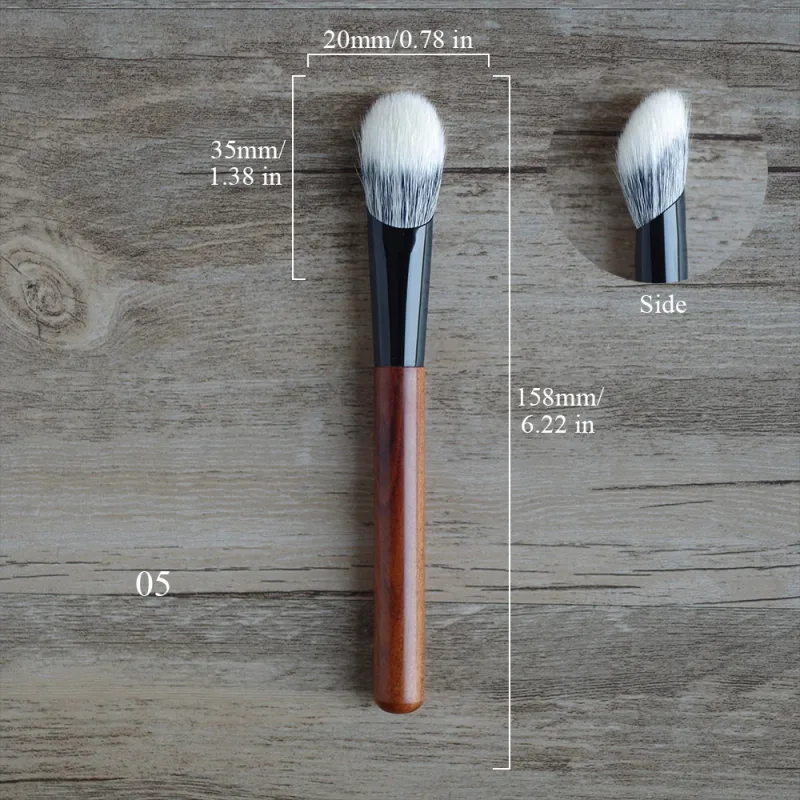 African Rosewood Handle Handmade Makeup Brushes 1pc Snow Fox Goat Hair Face Powder Blush Eye Shadow Brush Synthetic Makeup Brush