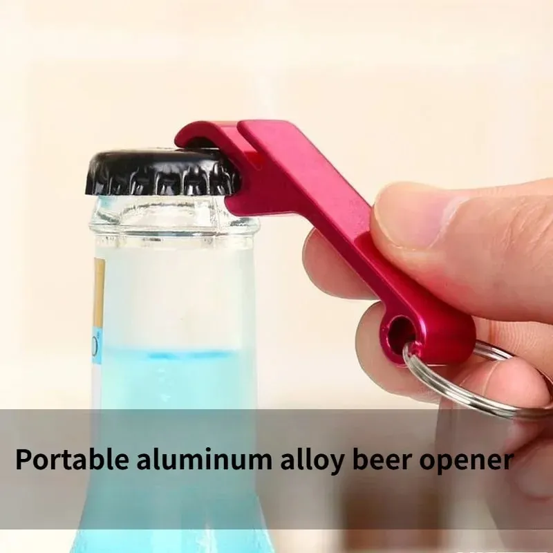 1PC Beer bottle opener multifunctional key chain portable solid color bottle opener aluminum bottle opener