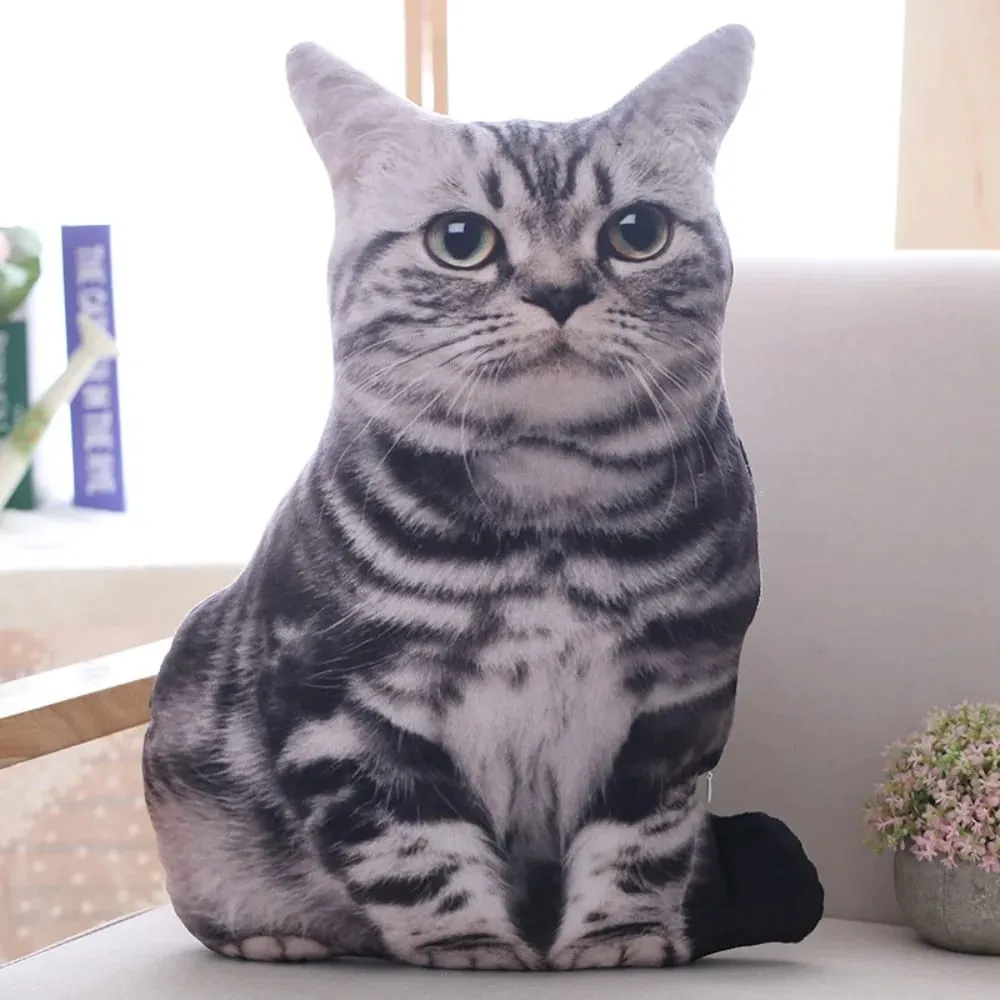 Plush Realistic 3D Cat Doll Cartoon Stuffed Simulation Cat Plushie Pillow Kawaii Soft Plush Animals Toy Cushion for Kids Girls — image 3