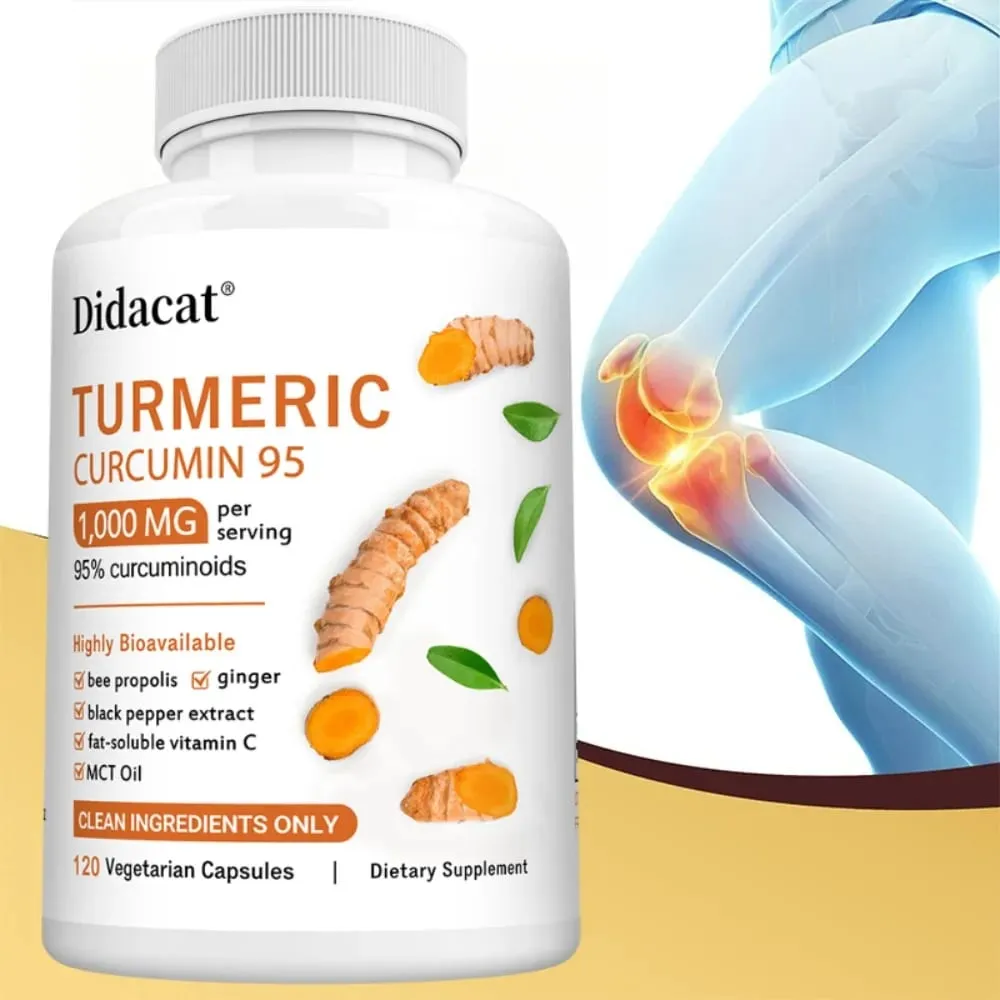 Turmeric Curcumin Supplement 1 000mg – 95% Curcuminoids with Black Pepper & Ginger Supports Joint & Antioxidant Health