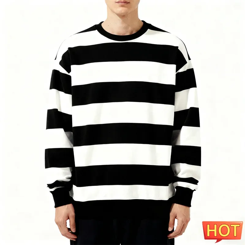 Sweat-shirt graphique à rayures simples pour hommes, tendance, manches longues, imprimé en 3D, laid, décontracté, surdimensionné, hauts — image 1