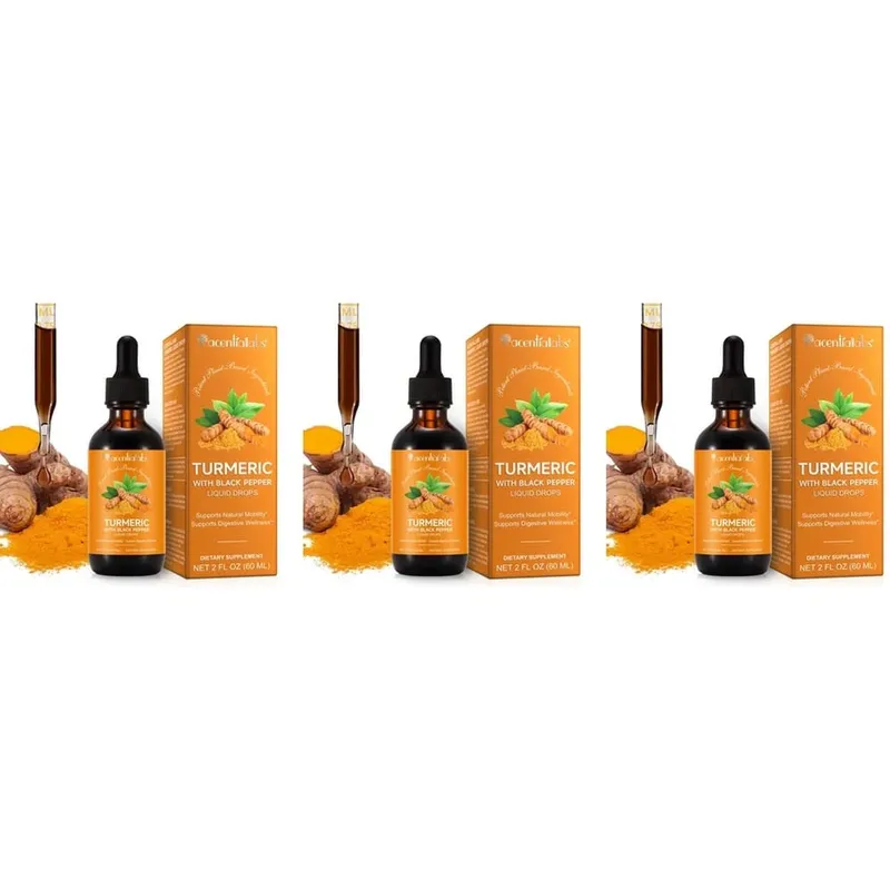 Acentialabs Turmeric with Black Pepper Liquid Drops for Natural Inflammatory Response Support 1340 Mg Turmeric Extract 60 ML