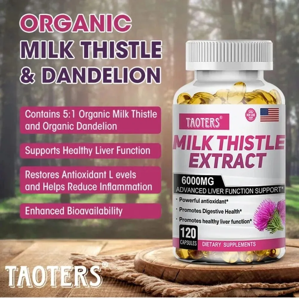 Milk Thistle with Dandelion Root - Liver & Kidney Health Support Supplement - Vegan Non-GMO Gluten Free
