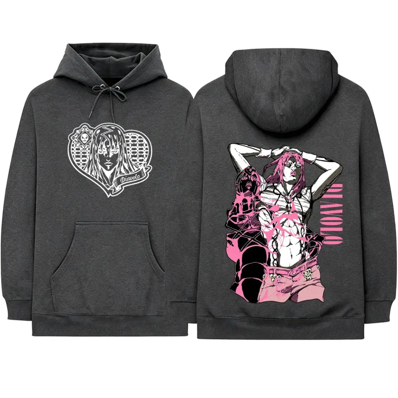 Anime Jojo Bizarre Adventure King Crimson Diavolo Hoodies Men's Women Clothing Fashion Oversized Hooded Sweatshirts Pullovers