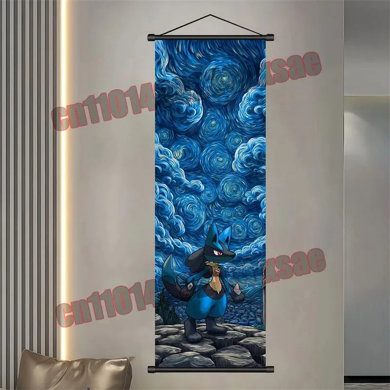 Printed Pokemon Poster Anime Wall Artwork Gengar Eevee Pikachu Images Scroll Paintings Retro Artist Home Living Room Decor