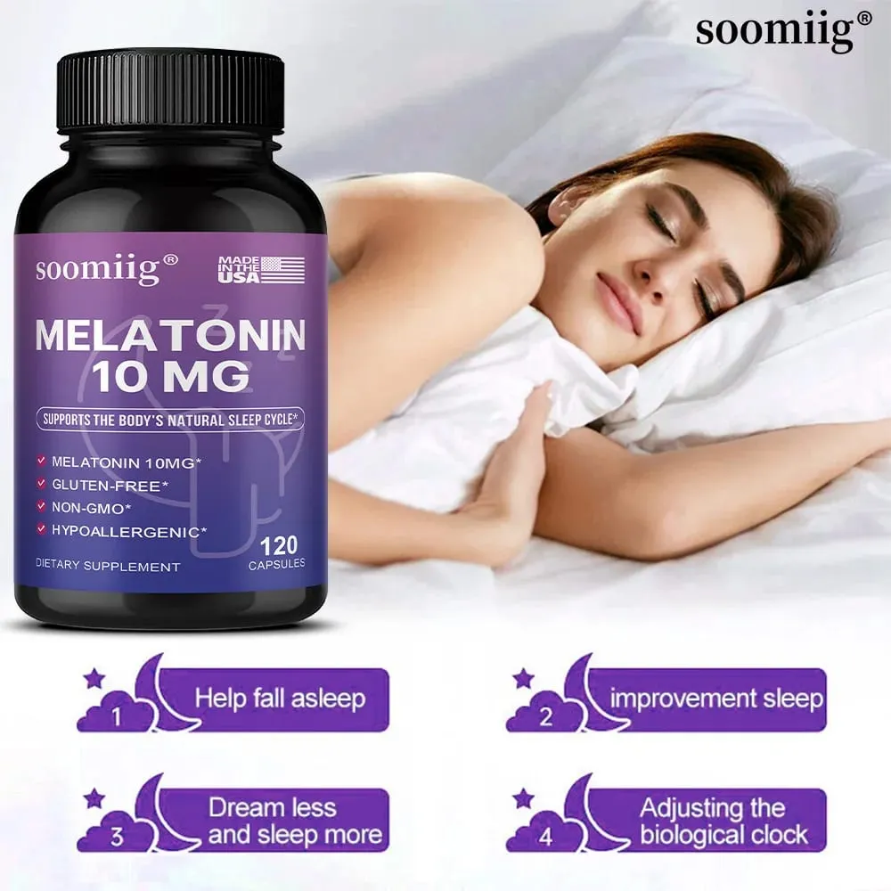 Melatonin 10mg Gummies & Capsules 30/60/120pcs - Fall Asleep Naturally Fight Insomnia Support Immunity & Improve Rest Quality