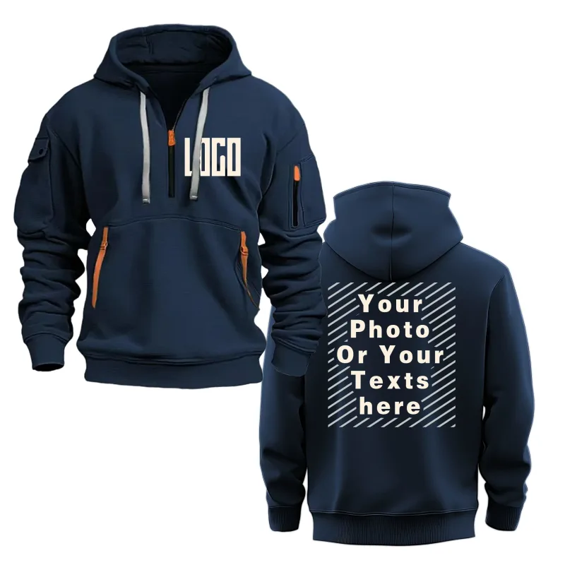Men's and Women's Custom Printed Hoodies Loose Casual Sportswear Zippered Long-sleeved Hoodies with Pockets on the Sleeves