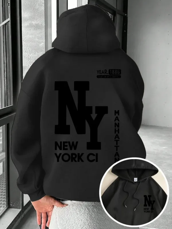 New Men's Autumn Fashion Letter Printed Soft and Comfortable Hoodie Outdoor Street Style Clothing