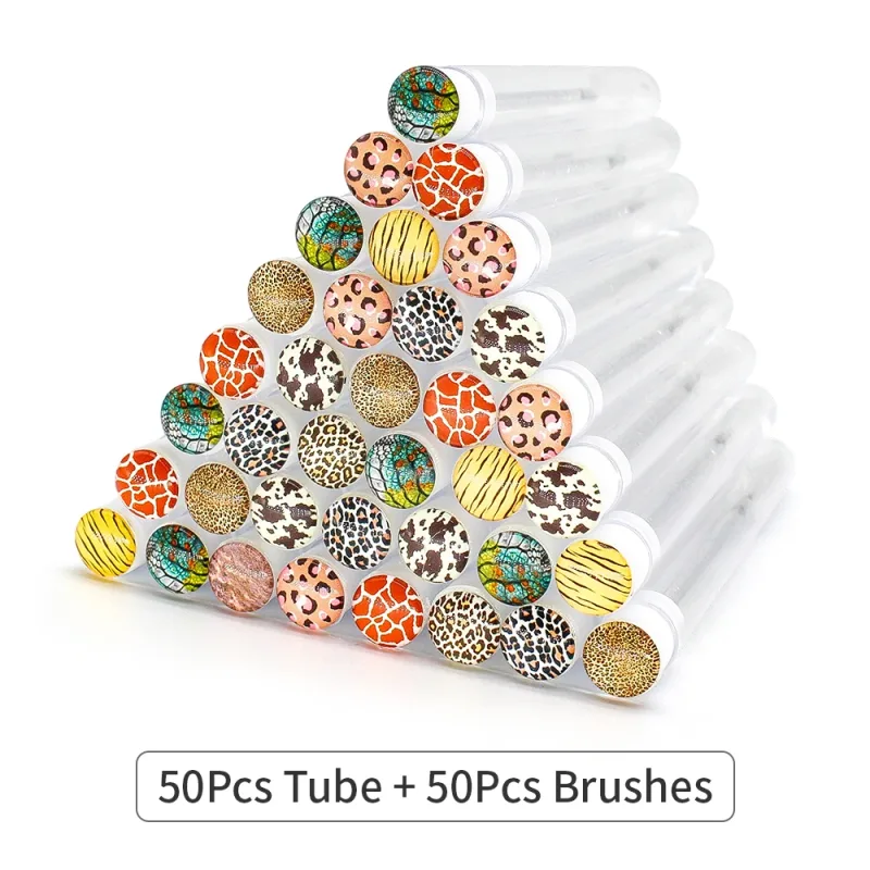 10/50pcs Leopard Style Reusable Makeup Brushes Tube Eyelashes Eyebrow Brush Replaceable Brushes Dust-proof Make Up Tools