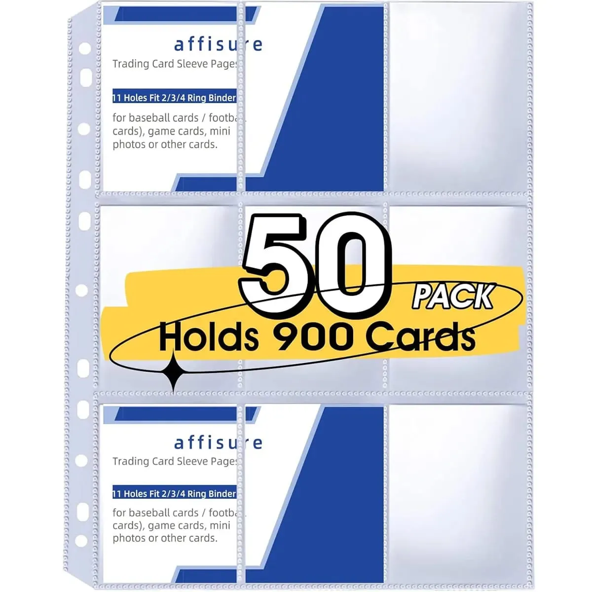 50-250 Pack 9 Pocket Page Protectors Card Sleeves Double Sided Holder Binder Pages Album Fit for YuGiOh MTG Game Sports Cards
