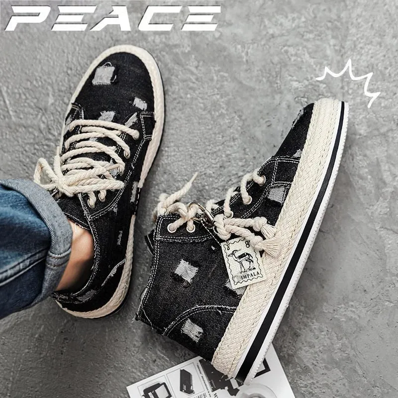 Men's Lightweight High-Top Canvas Sneakers Outdoor Casual Sports Shoes for Men