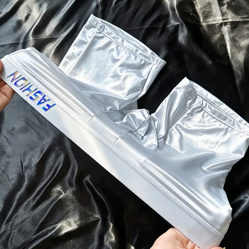 Mens Underwear Boxers Man Solid Slim Ice Silk Extended Leg Boxer Shorts Ropa Middle Waist Sports Panties Male Underpants