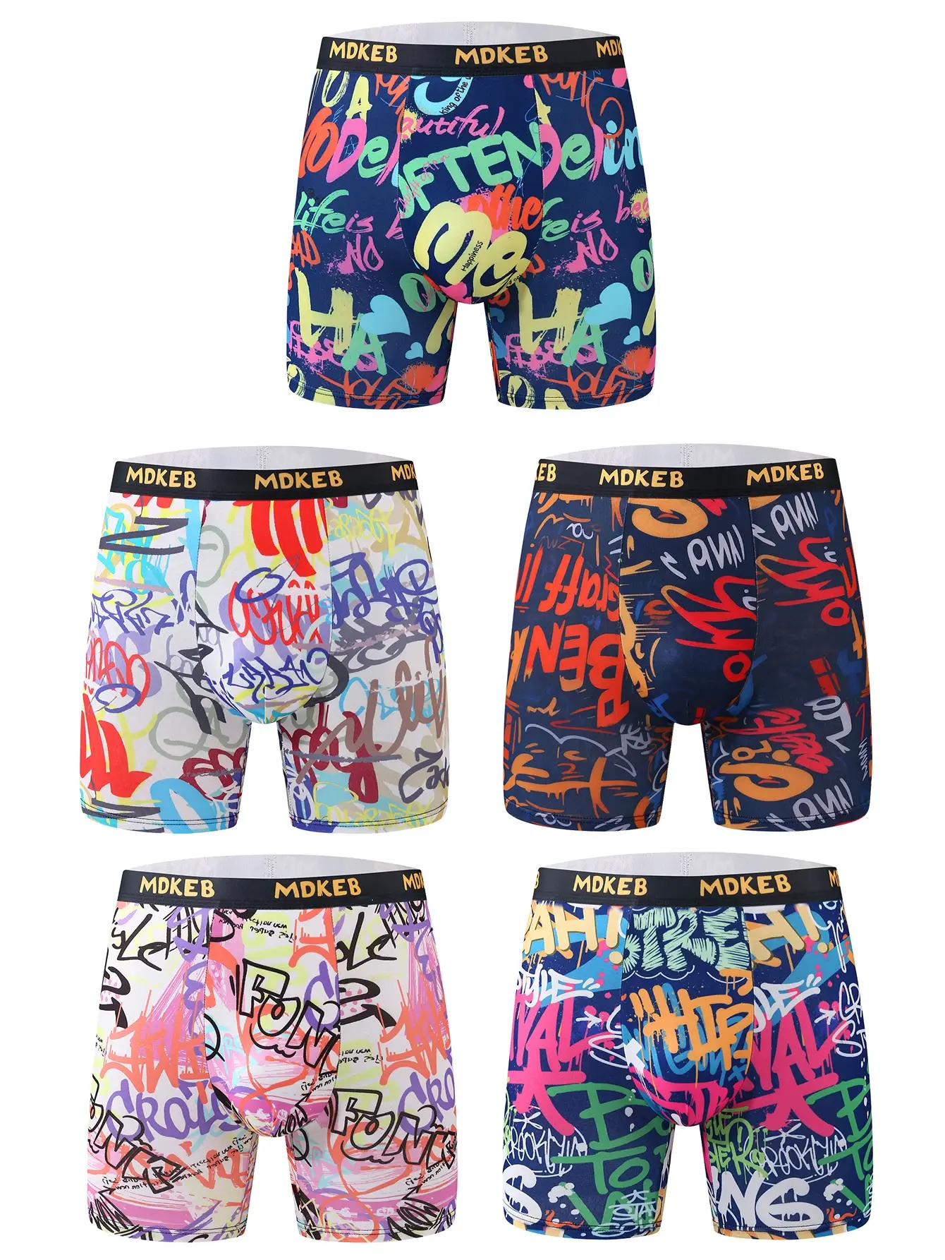 Boxer long à motif graffiti pour hommes, dix pièces, boxer long respirant et confortable à haute élasticité, boxe