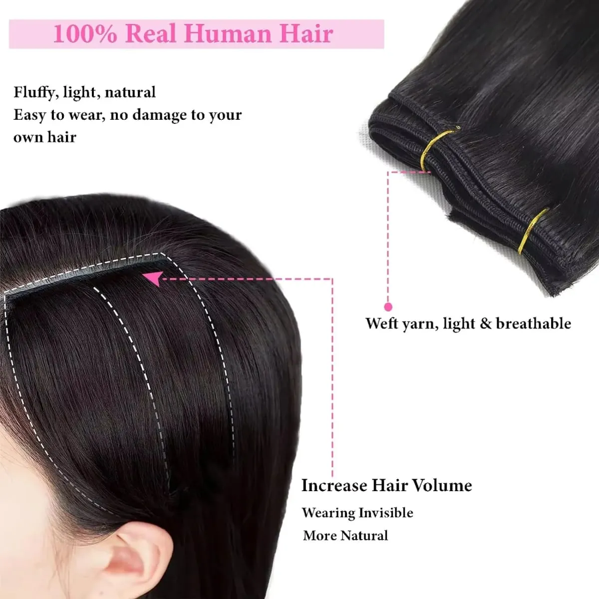 Clip in Hair Extensions Real Human Hair 26 Inch 120g Invisible Seamless Straight Remy Human Hair Clip in Extensions 1B Black