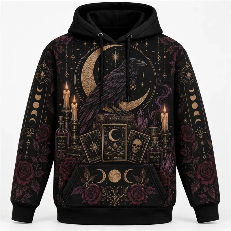 Felpa con cappuccio di Halloween Felpa in poliestere con stampa 3D all over Felpa con cappuccio gotico Fantasma Zucca Pipistrello Strega Teschio Horror Streetwear Pullover unisex