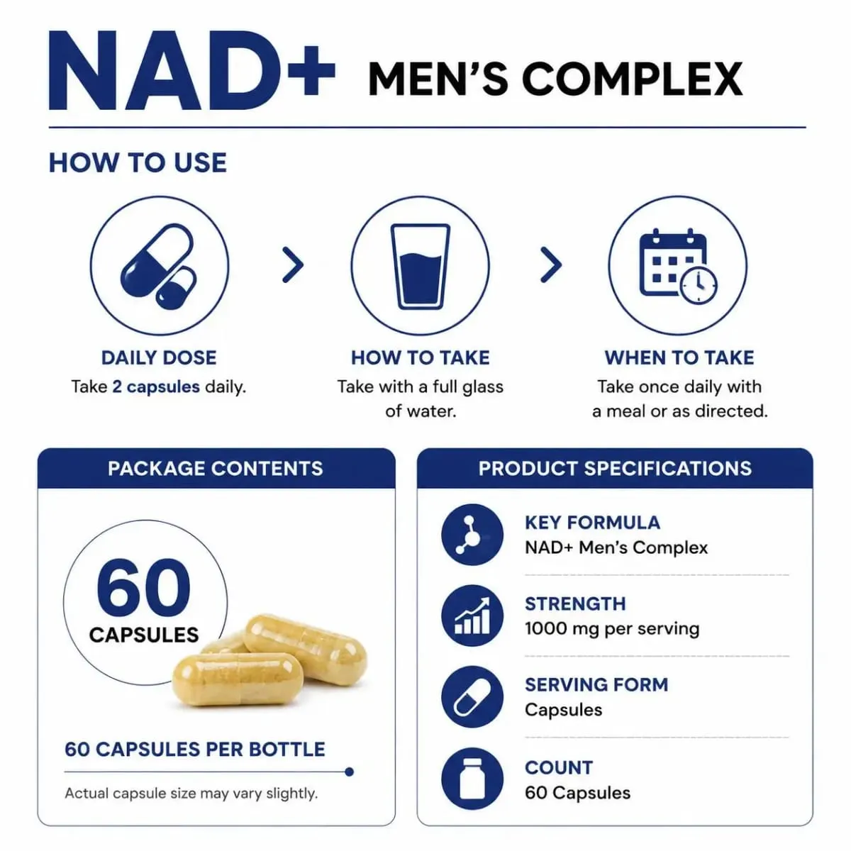 Docteat NAD+ Men's Complex Capsules for Daily Energy Metabolism and Circulatory Support Male Vitality Balance 60 Capsules — image 7