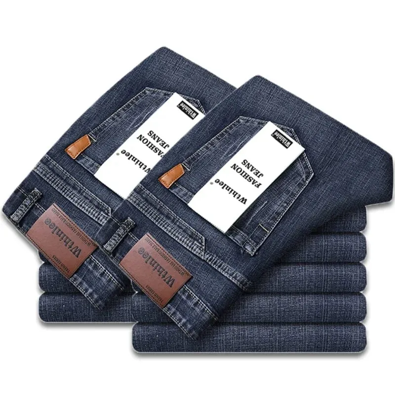 2-piece Set 2025 New WhinLEE Black and Blue Business Elite Jeans Micro Elastic Straightleg Multicraft High-quality Denim Pants — image 11