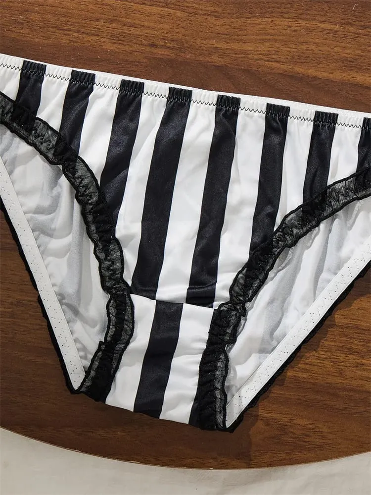 Sexy Lingerie Black and White Stripes Lingeries Set Steels Ring Push Up Bra Underwear Set Elegant Intimate Lingerie for Woman — image 5