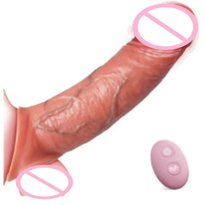 Penis Sleeve Cock Vibrator Realistický prodlužovač penisu Vibrační erekční kroužek s 10režimovým dálkovým ovládáním měkký silikonový penis pro muže pár