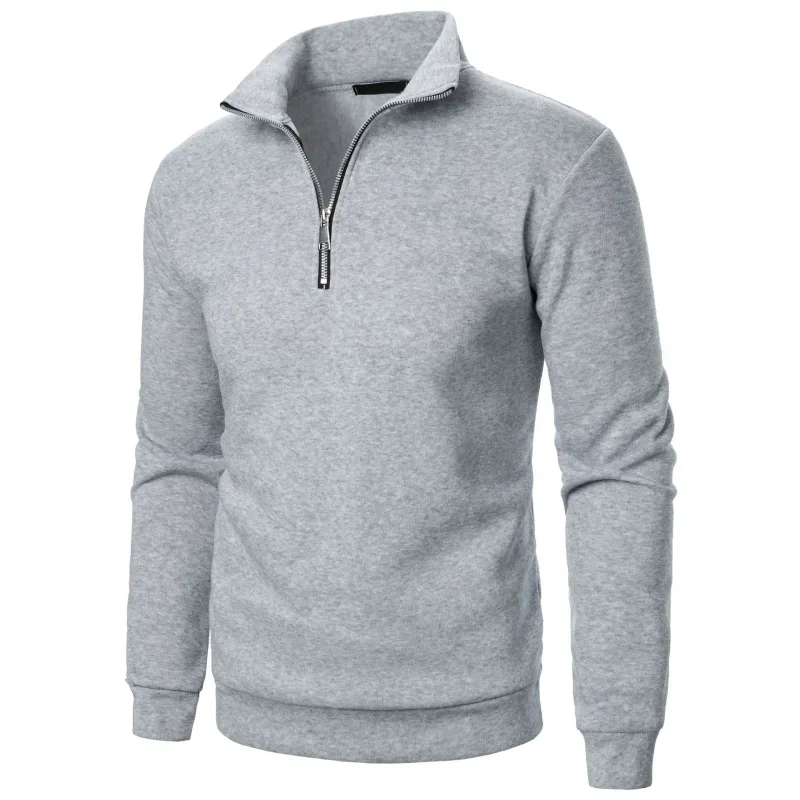 Men's Zip Turn Down Collar Sweatshirts Spring Male Solid Color Loose Pullover Coats BSD-ZW160