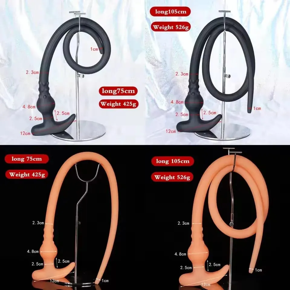 Superlang analprop Pisk Silikone Bærbar Butt Plug Hult lavement Vaginal rengøring Dildoer Dybere 18+ Voksen sexlegetøj til par