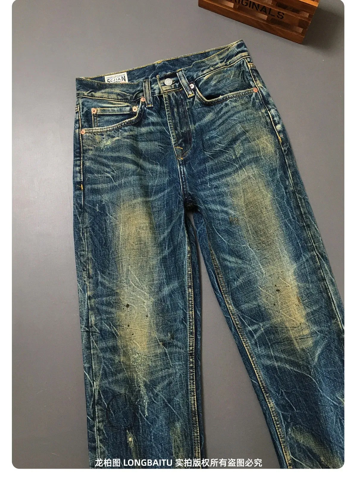 Heavy duty denim pants for men nostalgic trend 2025 new style distressed washed loose straight leg scratch jeans