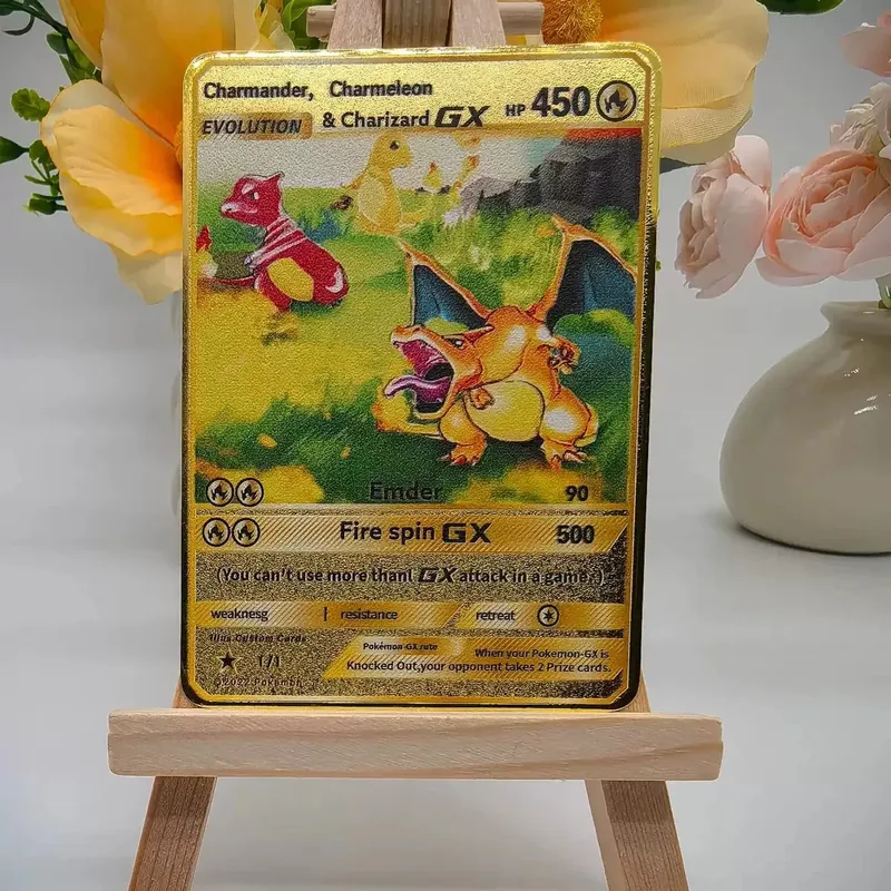Pokemon Card Vmax Metal Pokémon Letters Pikachu Gx Mewtwo Charizard Vstar Anime Games Toys Golden Iron Playing Cards Kids Gifts — image 16