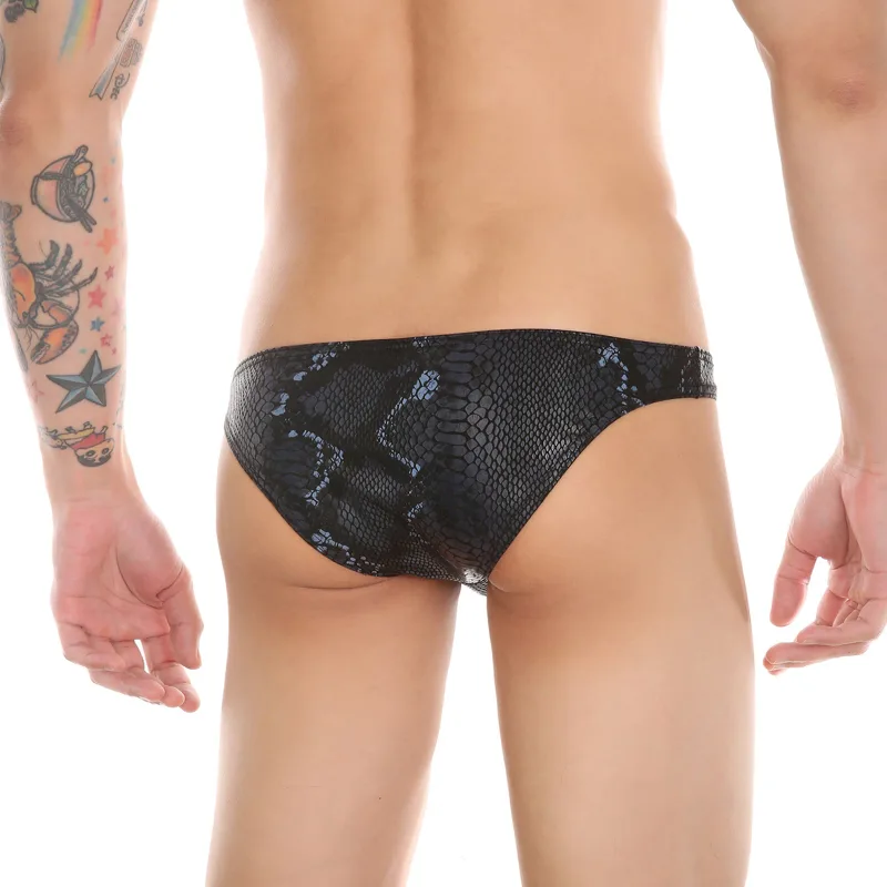Mens Snake Skin Patterned Briefs with Sexy Bulge Pouch Bikini Underwear Comfortable Underpants by WANGJIANG Brand