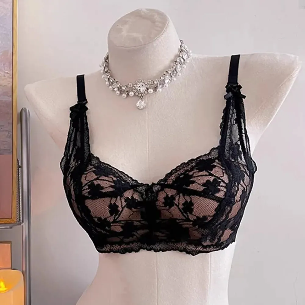 セクシーなHalter Bow Lace Bra Soft Lace Fabric Padded Push Up Wireless No Underwire Innerwear Lingerie Small Bust Daily Comfort Wear