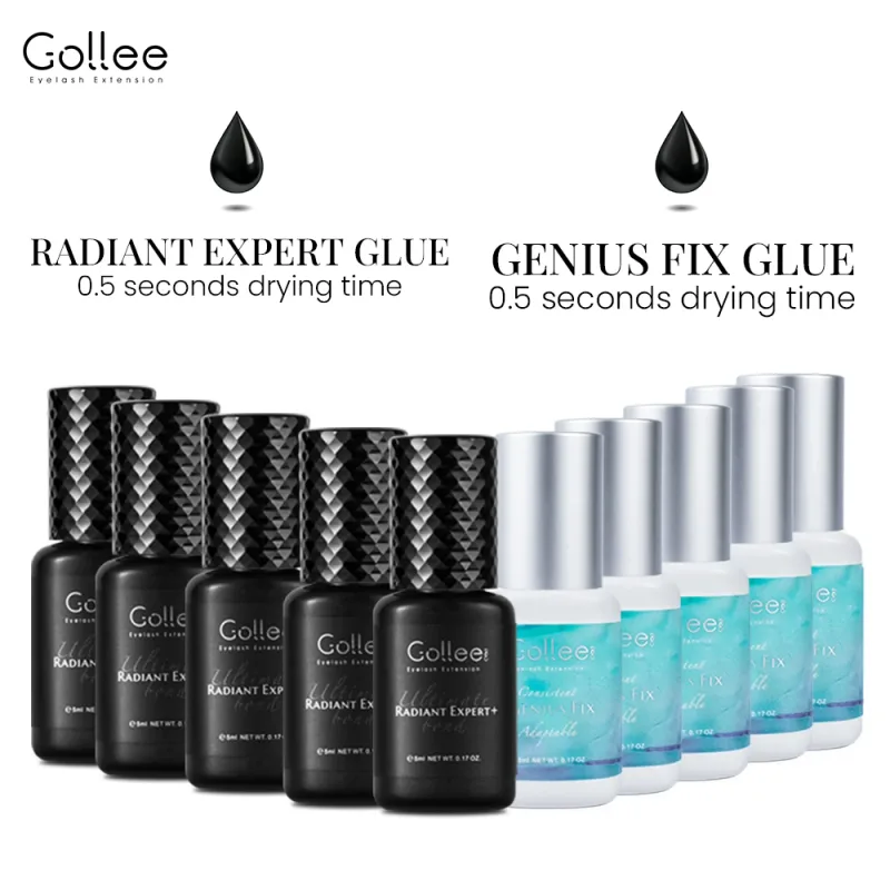 Gollee 0.5-1s Fast Dry Glue for Eyelash Extension Hypoallergenic Lash Extension Glue for Professional Artists Eyelashes Supplies