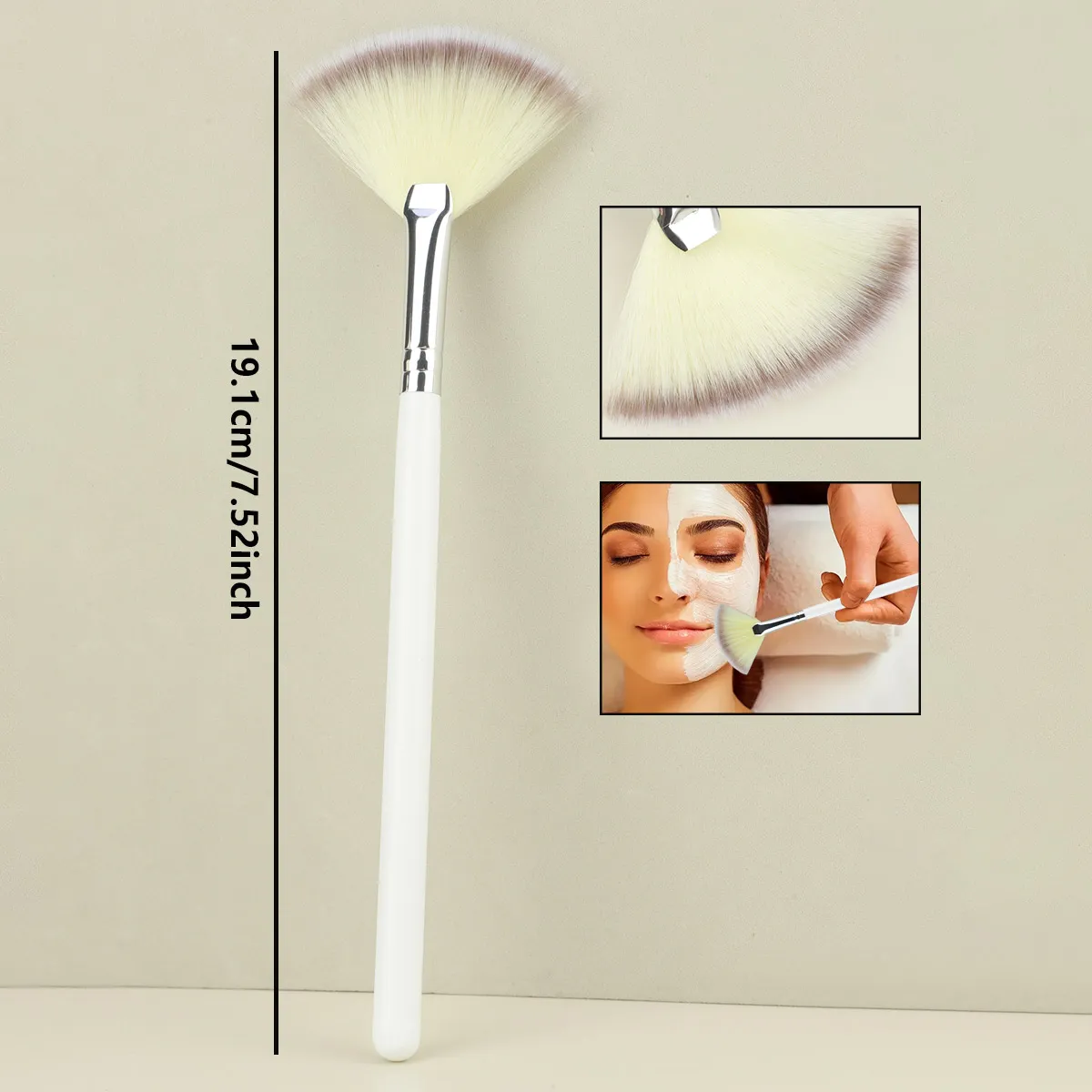 1pc Soft Facial Fan Brush Blush Fan Mask Brushes Slim Soft Face Mask Brush Applicator For Peel Glycolic Masks Makeup