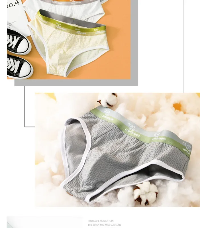 Summer New Men's Solid Color Cotton Briefs, Minimalist Breathable Thin Underwear, Trendy Trunks Male Bikini Underpants