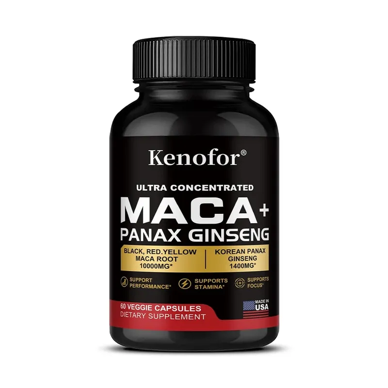 Organic Peruvian Maca Root Capsules - Black+Red+Yellow Blend for Energy & Performance Vegan Non-GMO Supplement for Men & Women