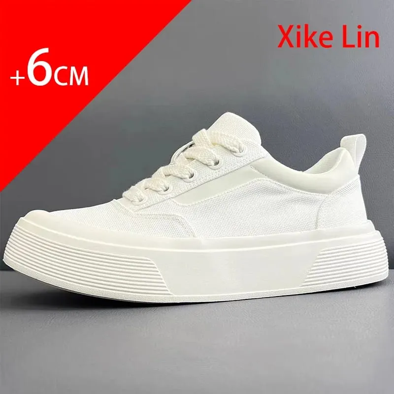 Mens platform high heeled shoes increase height by 6 centimeters lightweight canvas anti slip and durable Elevator sneakers — image 6