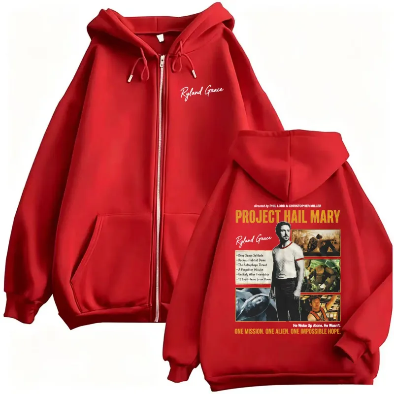 Project Hail Mary 2026 Movie Zip Up Hoodies Funny Ryland Grace Jacket Sweatshirts Coats Men Women Casual Fleece Zipper Pullovers