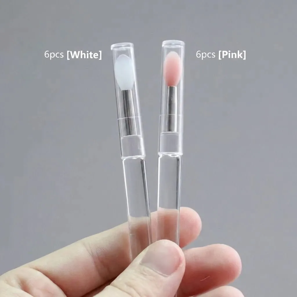 12pcs Silicone Lip Makeup Brushes with Dustproof Cover Lipstick Applicator Suitable for Lip Gloss Eyeshadow Makeup Tools