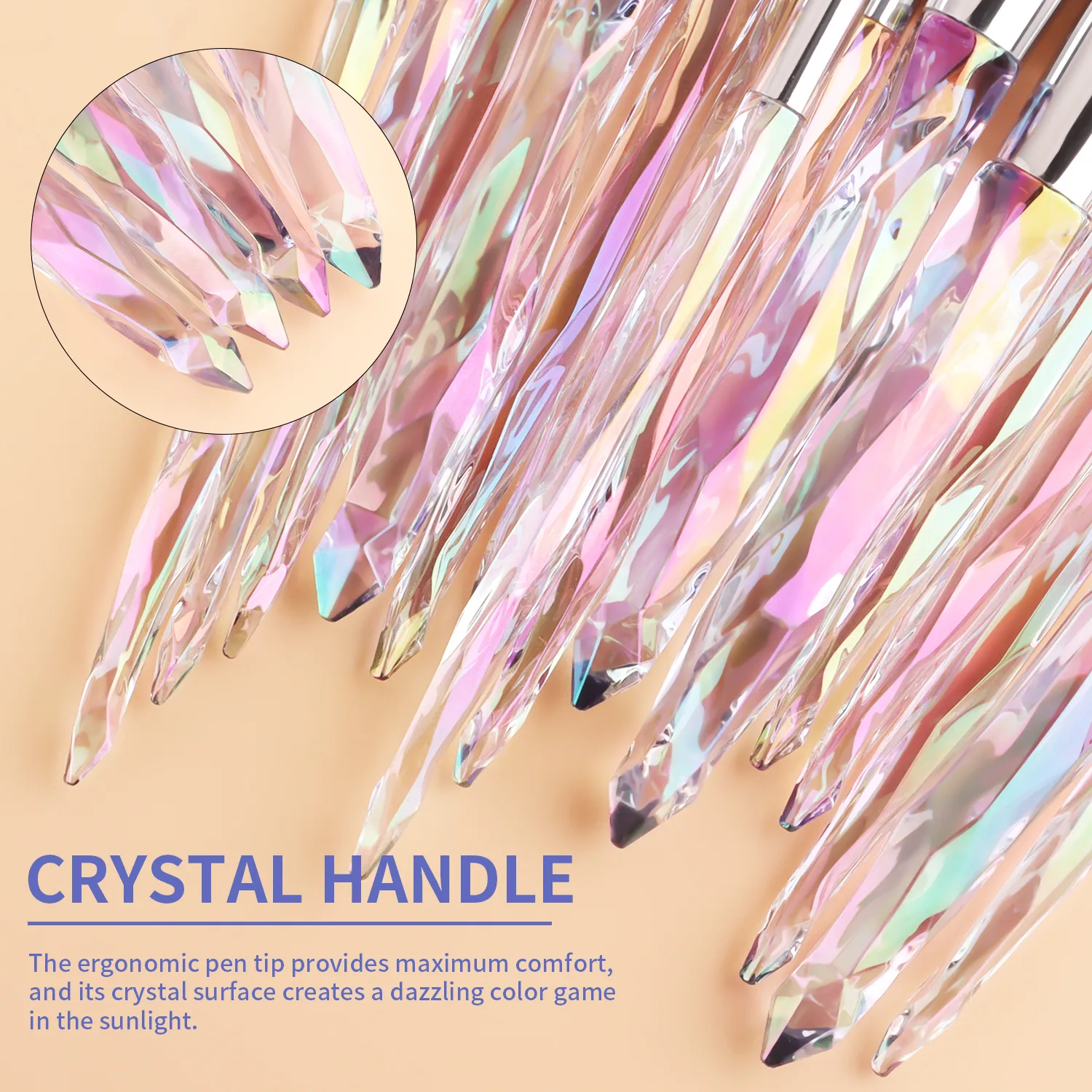 Professional 15Pcs Makeup Brushes Kit Dense Soft Bristle Crystal Handle Face Eye Cosmetic Brushes For Beginner Daily Makeup