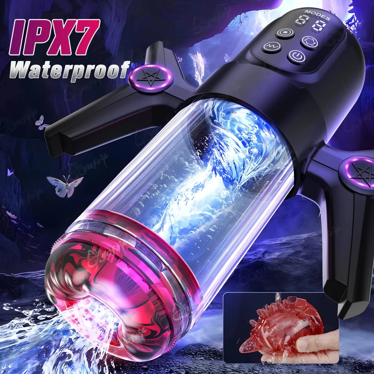Automatic Telescopic Rotate Sucking Male Blowjob Masturbator with Handle LCD Penis Pump Pocket Pussy Adult Sex Toys for Men 18