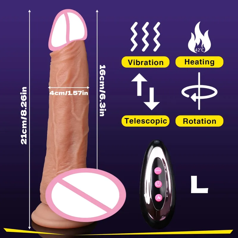 4 in 1 Thrusting Dildo Vibrator Remote Control Heating Tongue Licking Clitoris G-Spot Dick Sex Toys Vagina Adult Female Sex Shop