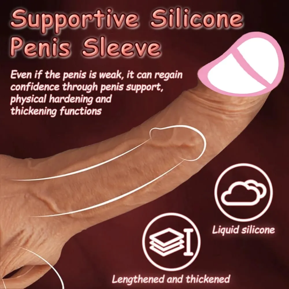 Penis Training Realistic Dual Density Silicone Penis Sleeve Cock Ring Extender Male Sex Toy Dildo Cock Sleeve for Erection
