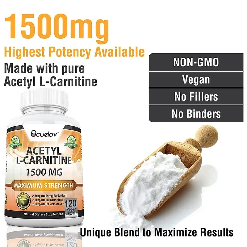 Acetyl L-Carnitine Capsules Unisex Energy & Metabolic Support Dietary Supplement Increase Body Performance Promote Metabolic