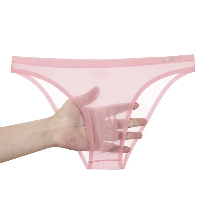 Seamless Quick Drying Men Briefs Underwear Solid Color Ice Silk Ultra-thin Underpants Sexy Breathable 3D Pouch Panties Undies